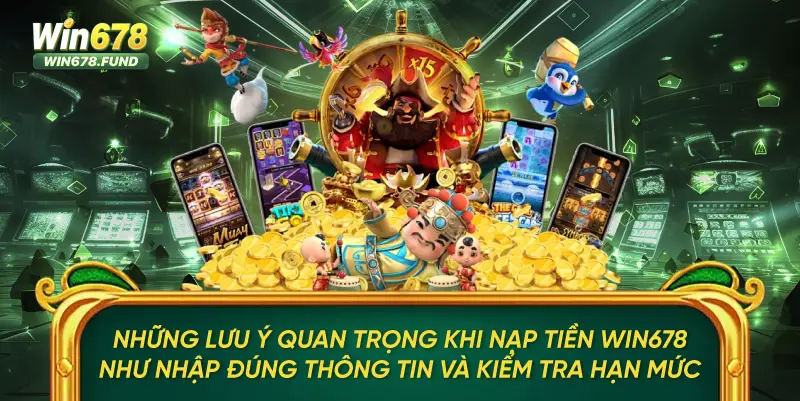 Những lưu ý quan trọng khi nạp tiền WIN678 như nhập đúng thông tin và kiểm tra hạn mức